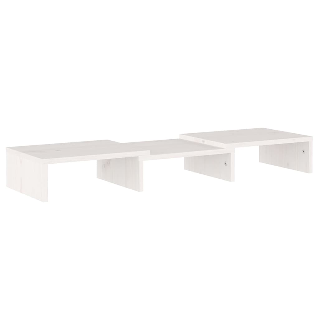 Support de moniteur Blanc 60x24x10,5 cm Bois de pin solide