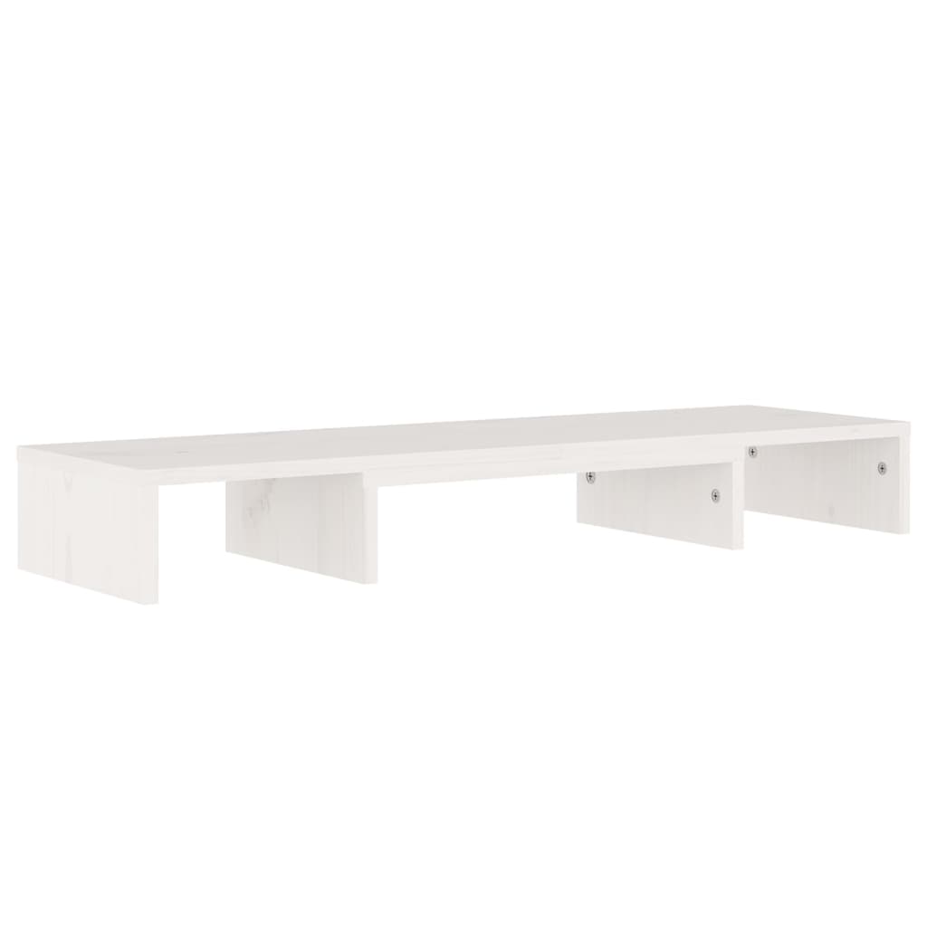 Support de moniteur Blanc 80x24x10,5 cm Bois de pin solide