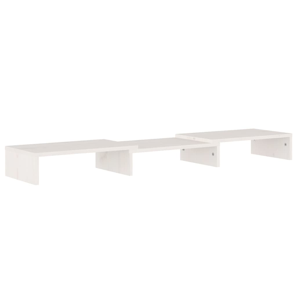 Support de moniteur Blanc 80x24x10,5 cm Bois de pin solide