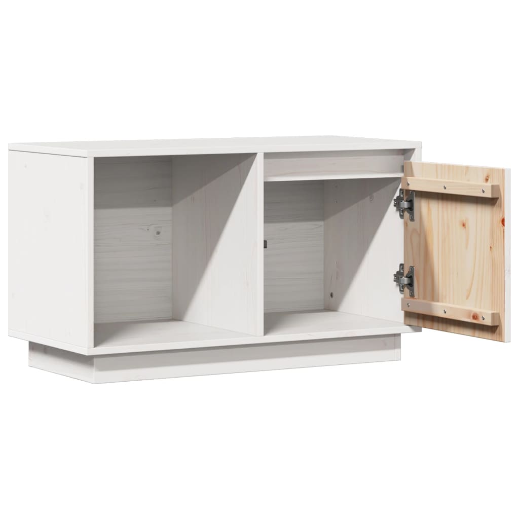 Meuble TV Blanc 74x35x44 cm Bois de pin massif