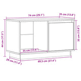 Meuble TV Blanc 74x35x44 cm Bois de pin massif