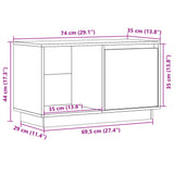 Meuble TV Gris 74x35x44 cm Bois de pin massif