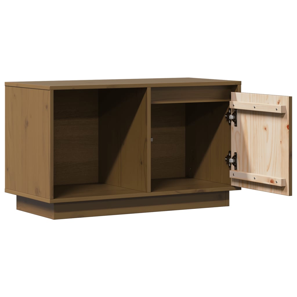 Meuble TV Marron miel 74x35x44 cm Bois de pin massif