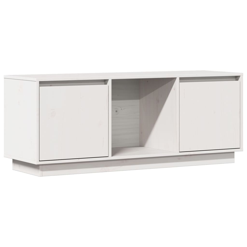 White TV cabinet 110.5x35x44 cm Solid pine wood