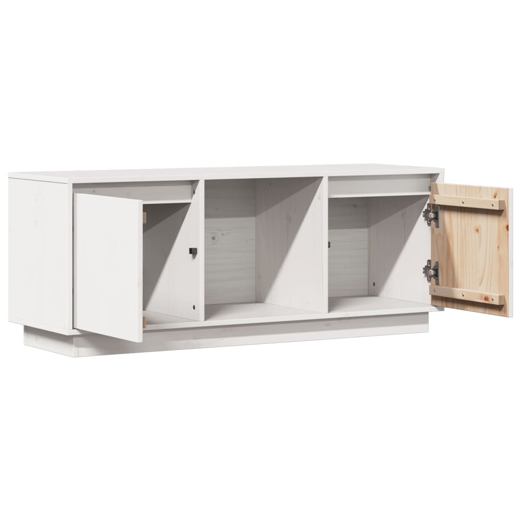 Meuble TV Blanc 110,5x35x44 cm Bois de pin massif