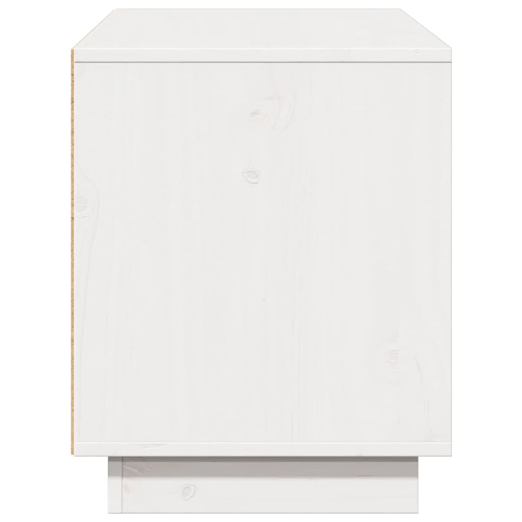 Meuble TV Blanc 110,5x35x44 cm Bois de pin massif