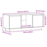 White TV cabinet 110.5x35x44 cm Solid pine wood