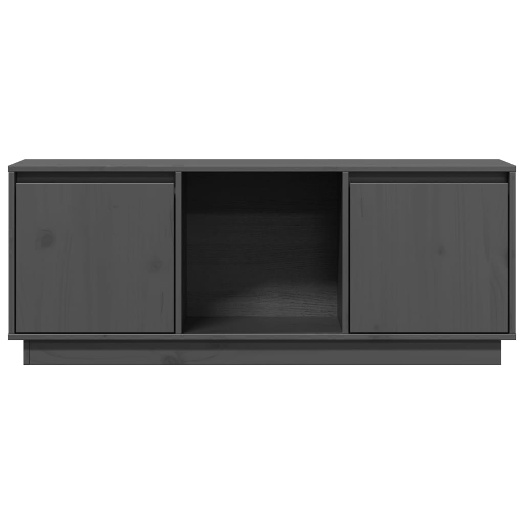 Grey TV cabinet 110.5x35x44 cm Solid pine wood