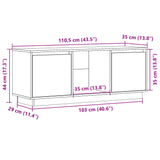 Meuble TV Gris 110,5x35x44 cm Bois de pin massif