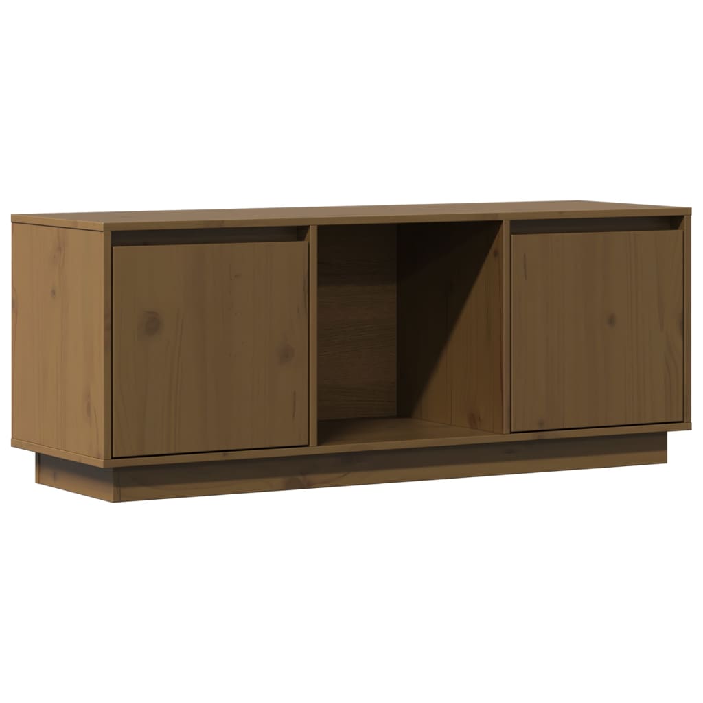 Meuble TV Marron miel 110,5x35x44 cm Bois de pin massif