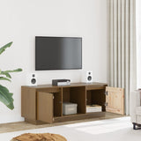 Meuble TV Marron miel 110,5x35x44 cm Bois de pin massif