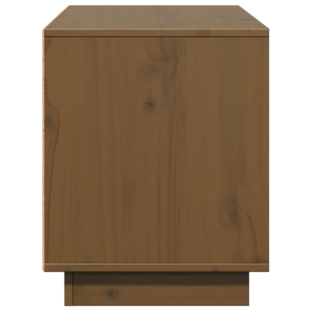 Meuble TV Marron miel 110,5x35x44 cm Bois de pin massif