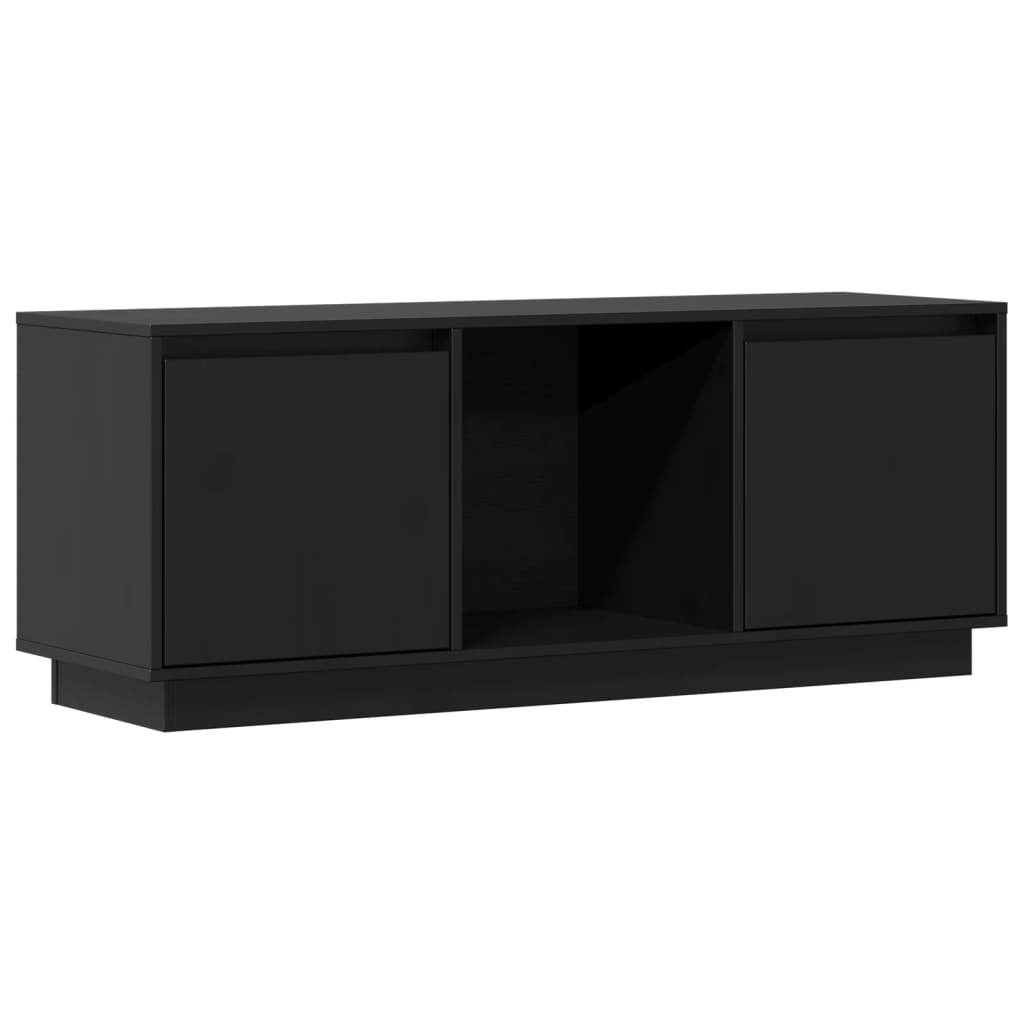 Meuble TV Noir 110,5x35x44 cm Bois de pin massif