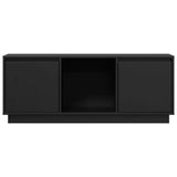 Meuble TV Noir 110,5x35x44 cm Bois de pin massif