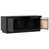 Meuble TV Noir 110,5x35x44 cm Bois de pin massif