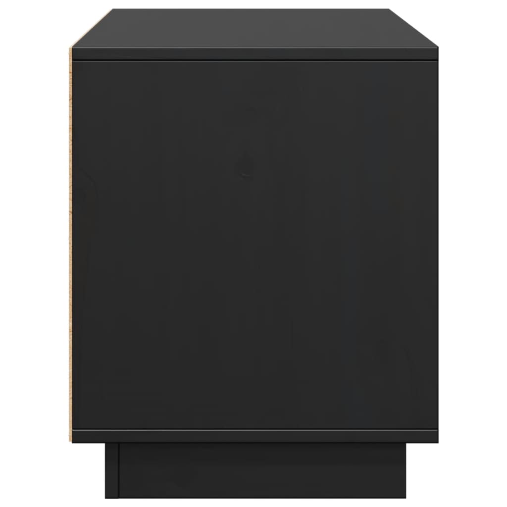 Meuble TV Noir 110,5x35x44 cm Bois de pin massif