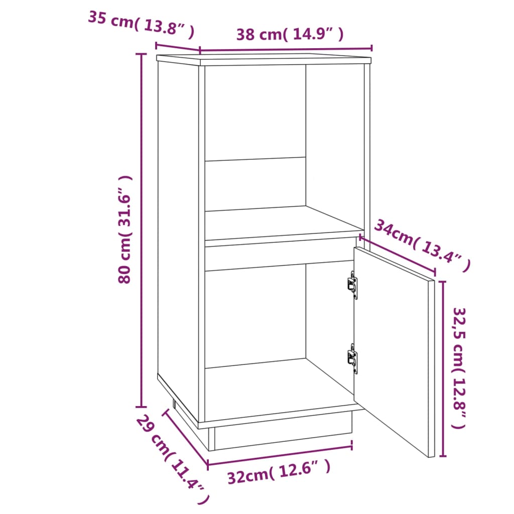 Buffet 38x35x80 cm Bois de pin massif