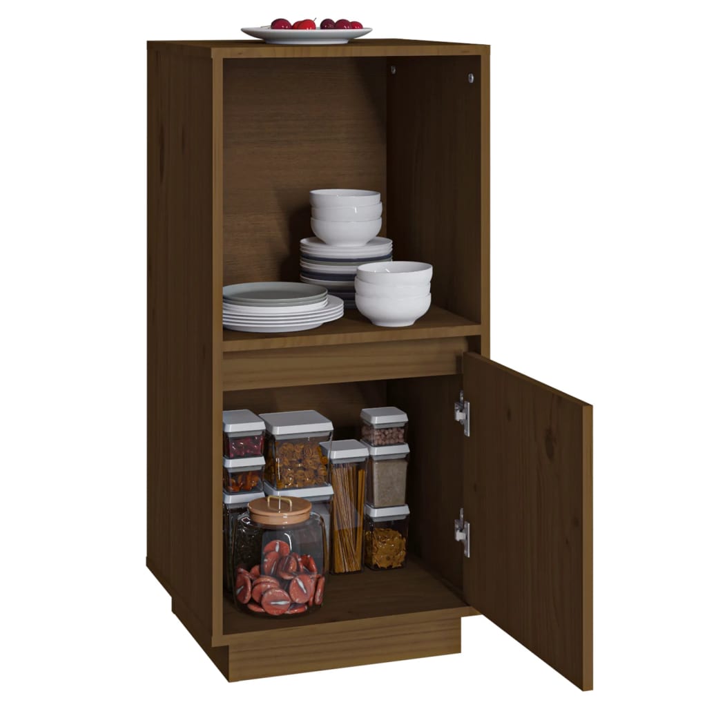 Buffet marron miel 38x35x80 cm bois massif de pin