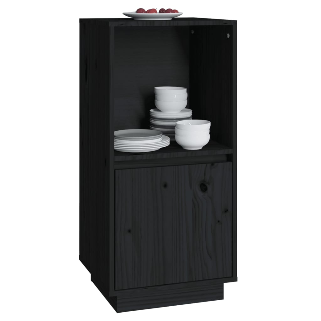 Buffet noir 38x35x80 cm bois massif de pin