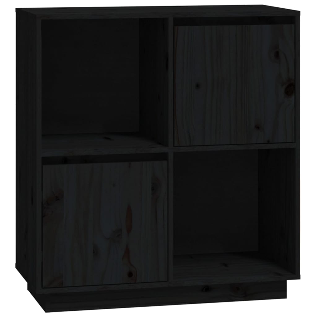 Buffet noir 74x35x80 cm bois massif de pin