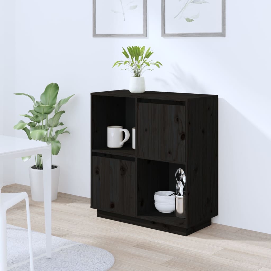 Black sideboard 74x35x80 cm solid pine wood