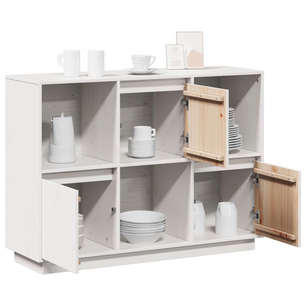 Buffet Blanc 110,5x35x80 cm Bois massif de pin