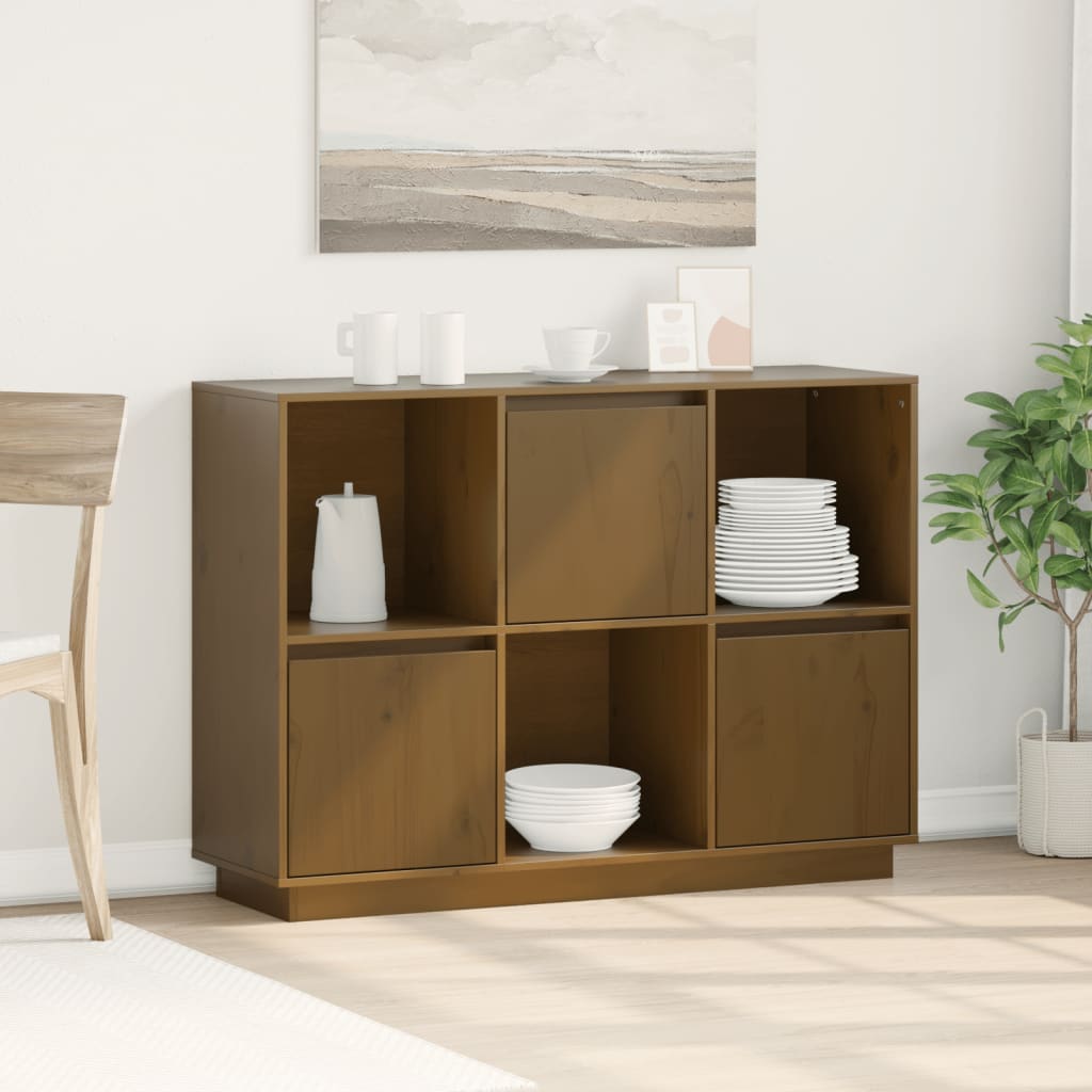 Honigbraunes Sideboard 110,5x35x80 cm Massives Kiefernholz