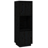 Buffet haut Noir 38x35x117 cm Bois massif de pin