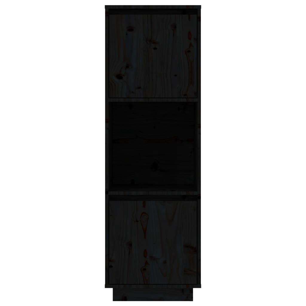 Buffet haut Noir 38x35x117 cm Bois massif de pin