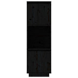 Buffet haut Noir 38x35x117 cm Bois massif de pin