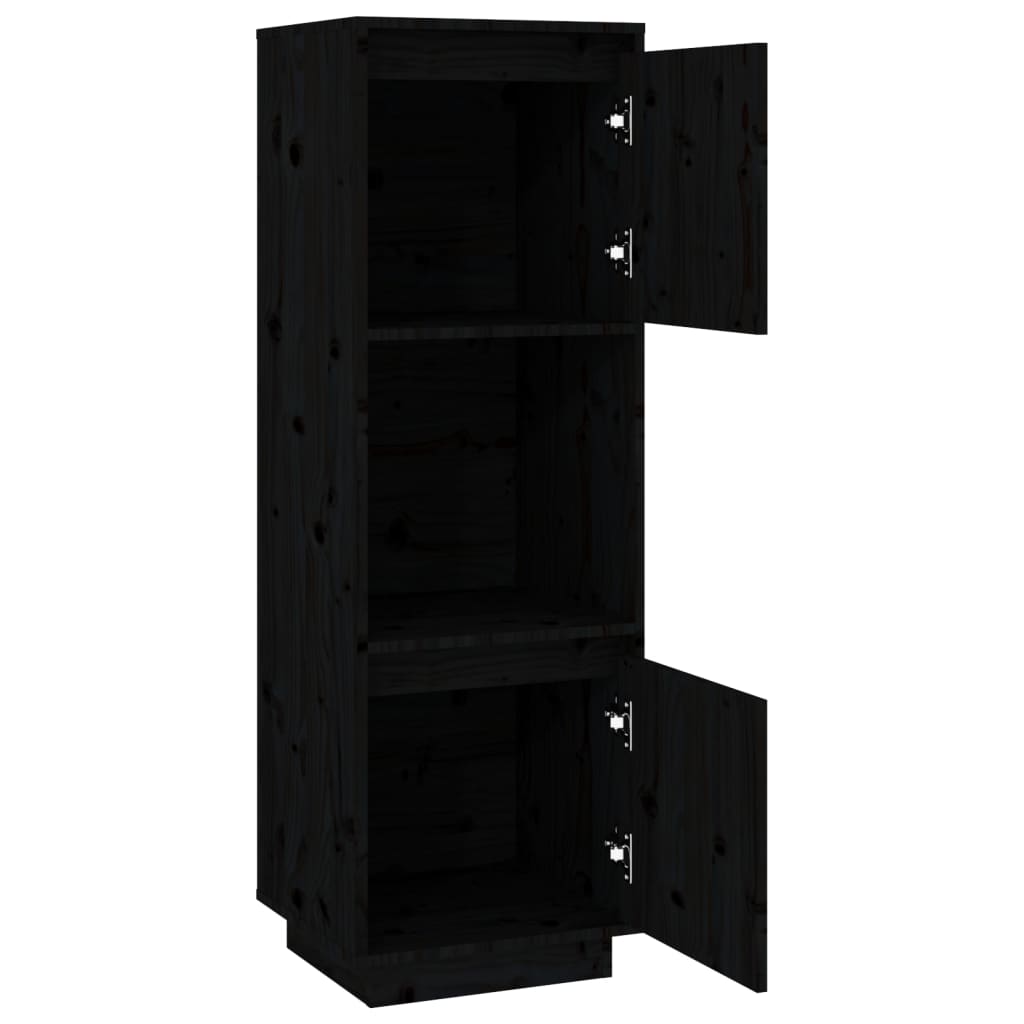 Buffet haut Noir 38x35x117 cm Bois massif de pin