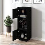 Buffet haut Noir 38x35x117 cm Bois massif de pin