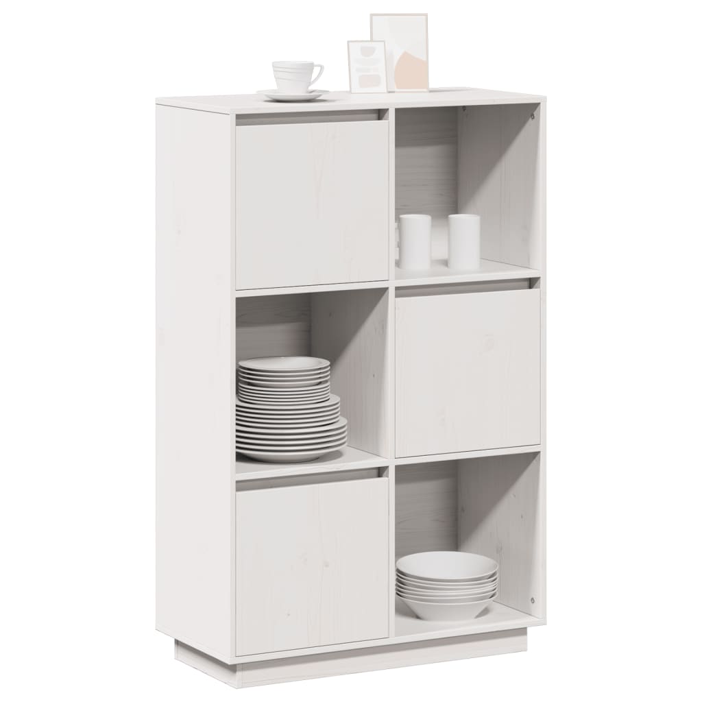 Buffet haut Blanc 74x35x117 cm Bois massif de pin