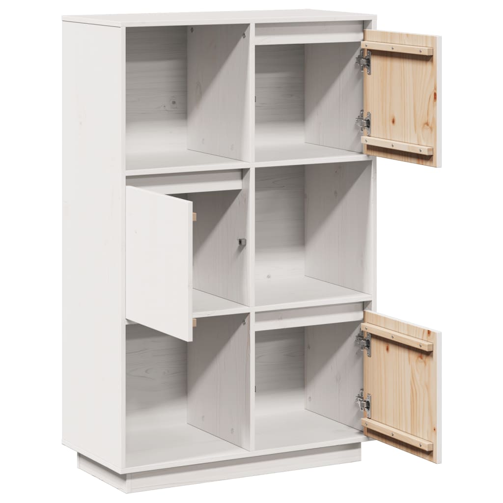 Buffet haut Blanc 74x35x117 cm Bois massif de pin