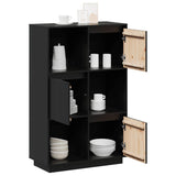 Buffet Noir 74x35x117 cm Bois massif de pin