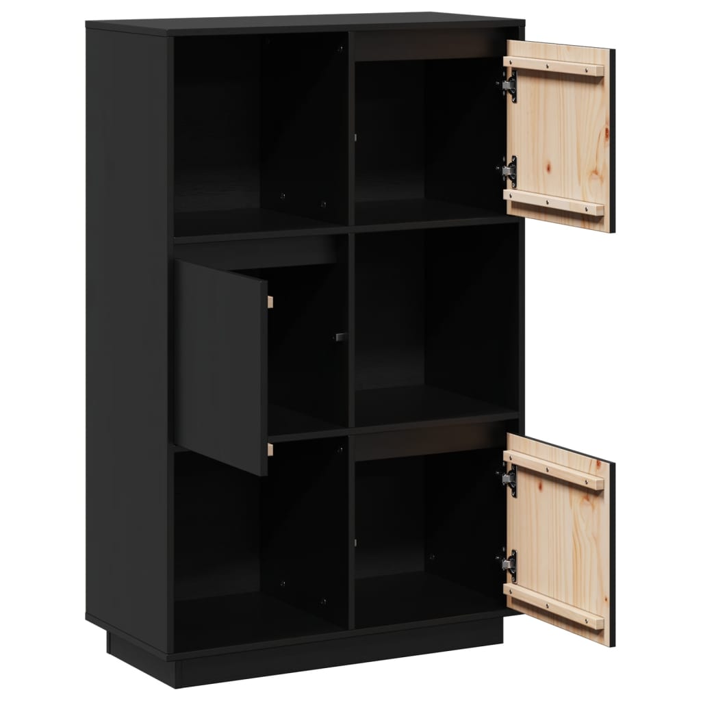 Buffet Noir 74x35x117 cm Bois massif de pin