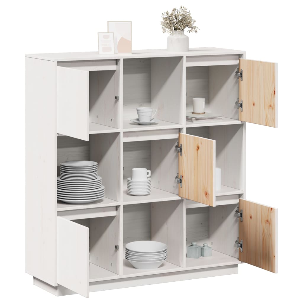 Buffet Blanc 110,5x35x117 cm Bois massif de pin