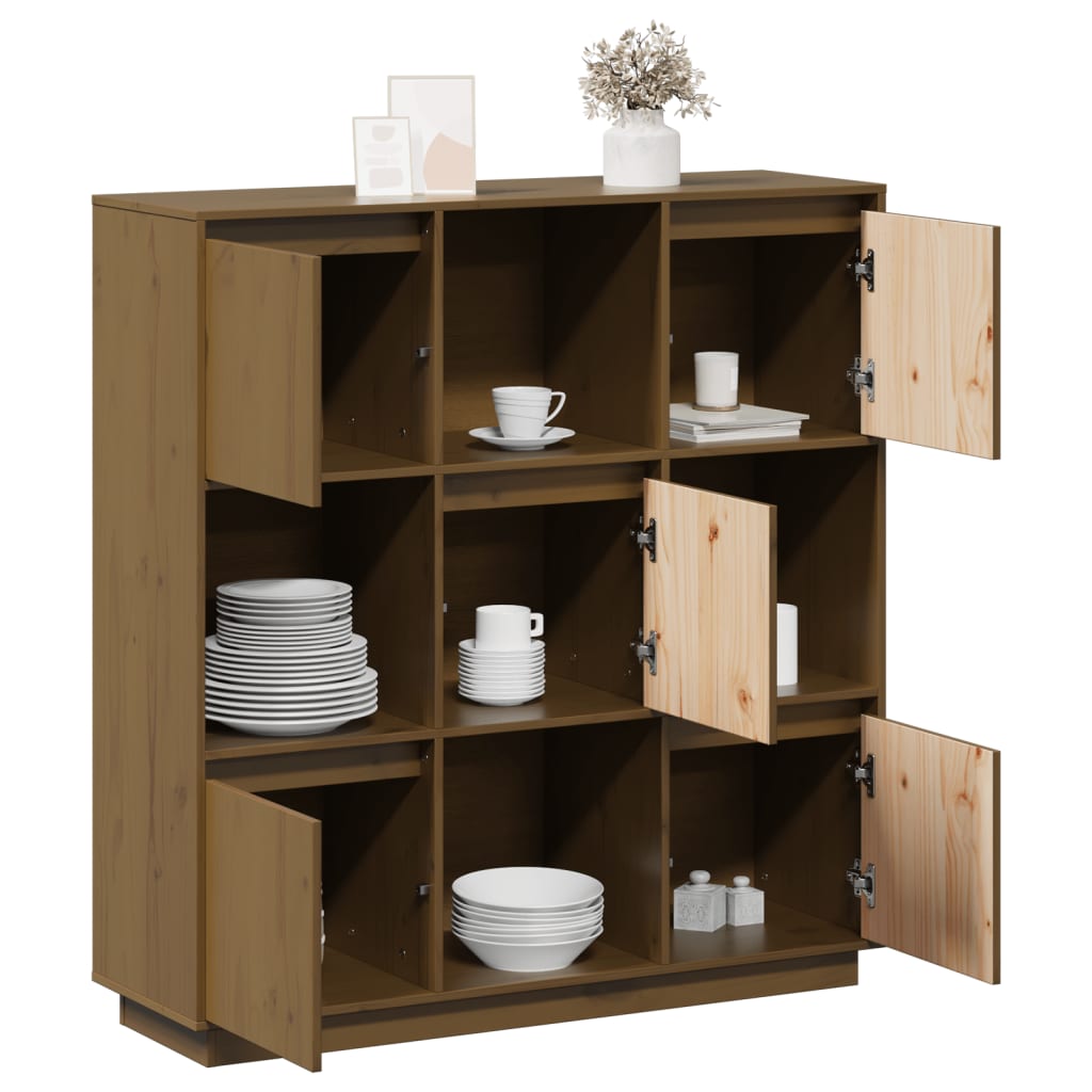 Buffet Marron miel 110,5x35x117 cm Bois massif de pin