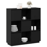 Buffet Noir 110,5x35x117 cm Bois massif de pin