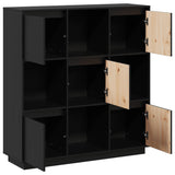 Buffet Noir 110,5x35x117 cm Bois massif de pin