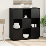 Buffet Noir 110,5x35x117 cm Bois massif de pin