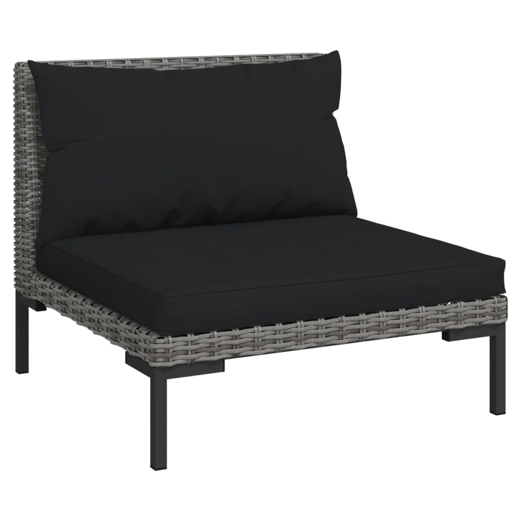 Salon de jardin 4 pcs avec coussins Résine tressée Gris foncé