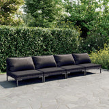 Salon de jardin 4 pcs avec coussins Résine tressée Gris foncé