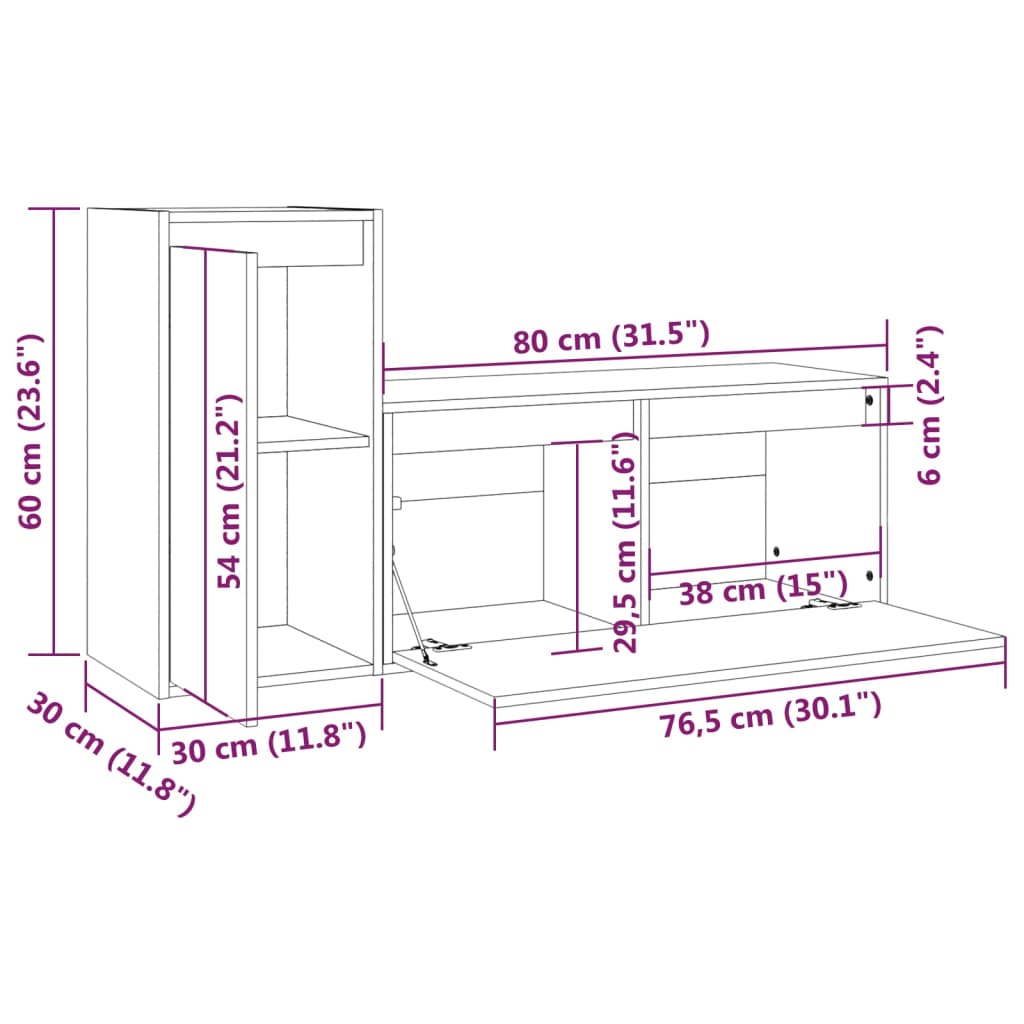 Meubles TV 2 pcs Bois massif de pin