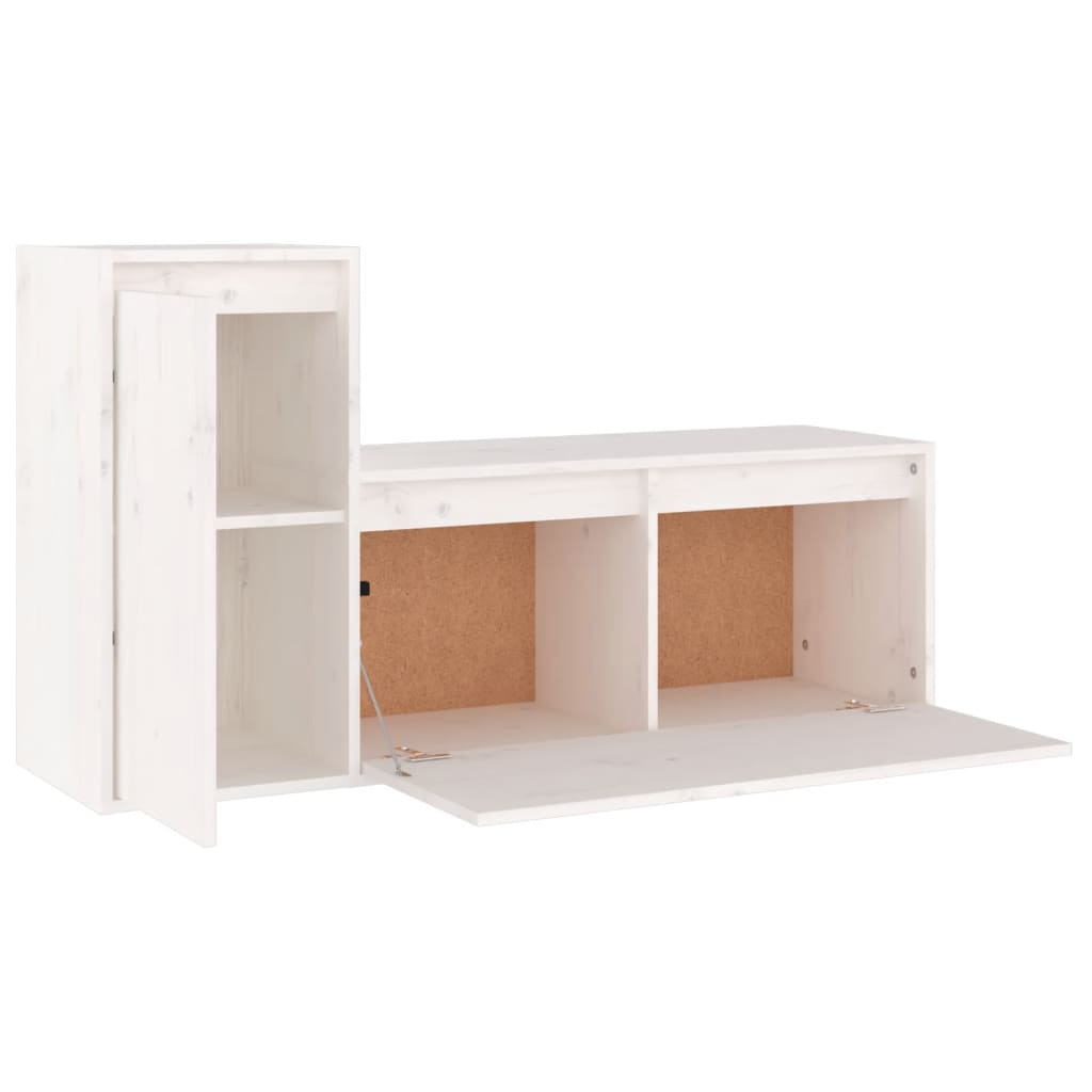 TV cabinet 2 pcs White Solid pine wood