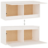 TV cabinet 2 pcs White Solid pine wood