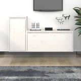 TV cabinet 2 pcs White Solid pine wood