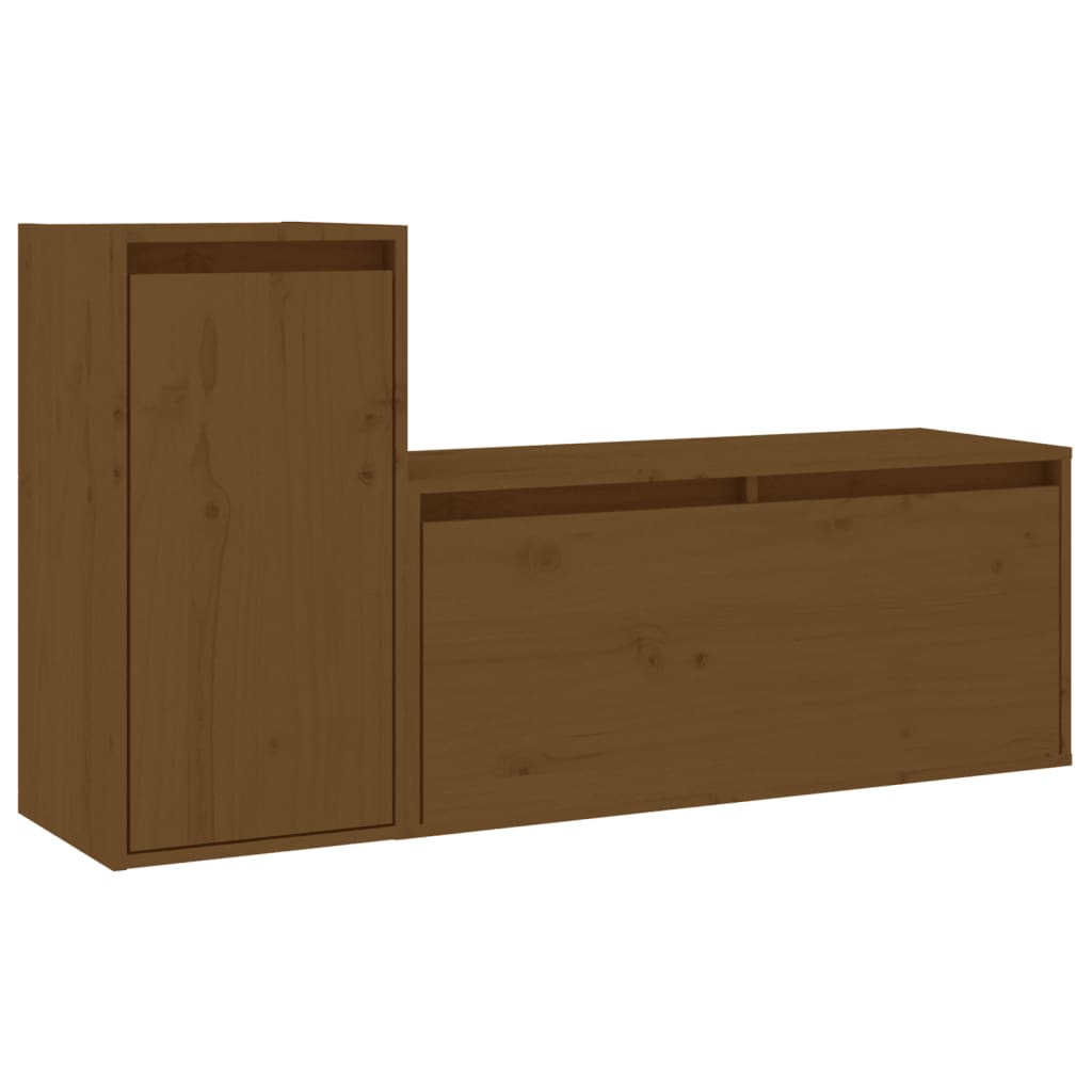 TV cabinet 2 pcs Honey brown Solid pine wood