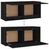 Meubles TV 2 pcs Noir Bois massif de pin