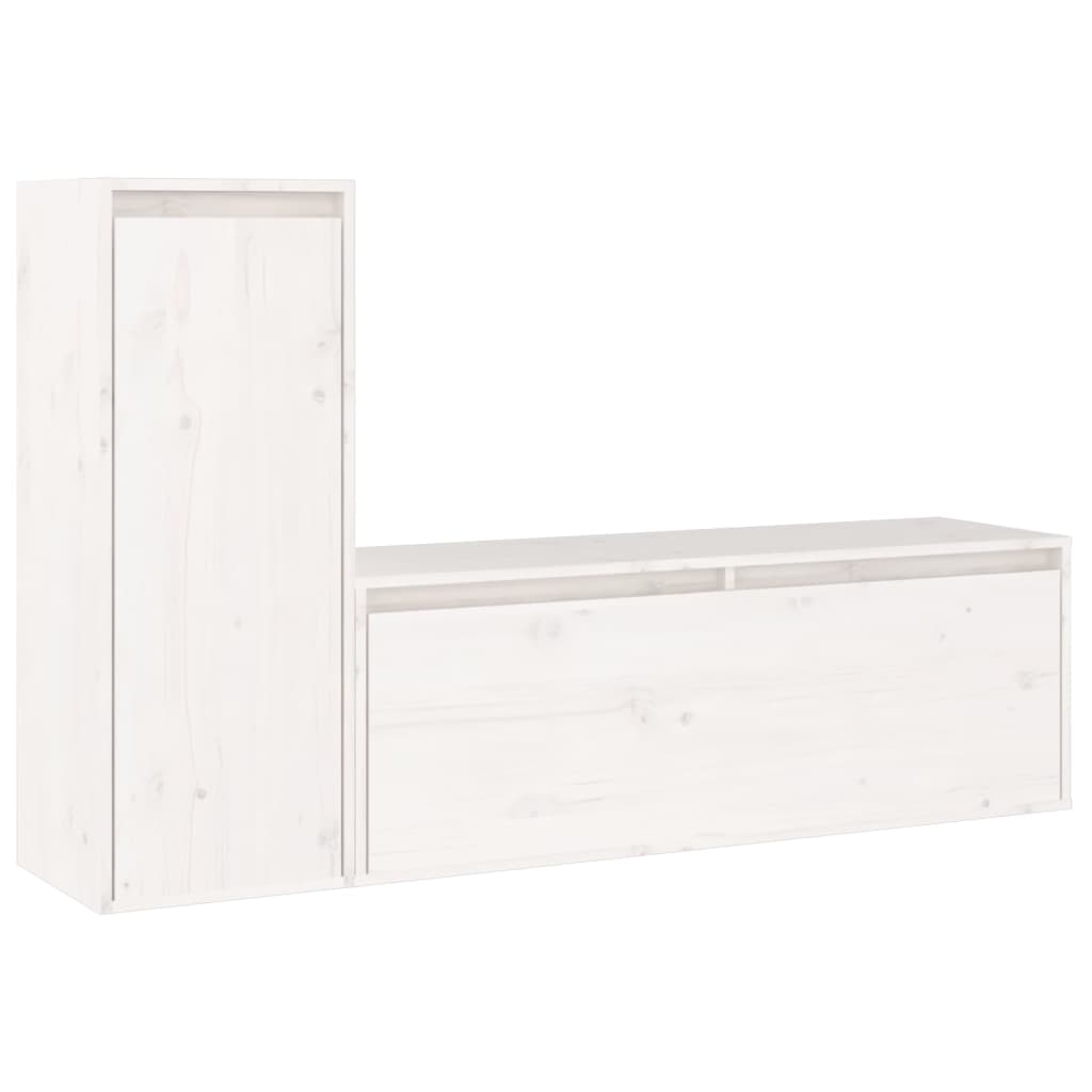 Meubles TV 2 pcs Blanc Bois massif de pin